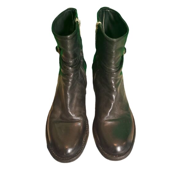 Officine Creative Leather Ankle Boots Handmade Italian Ruched Boots Black 37.5 - Picture 2 of 7